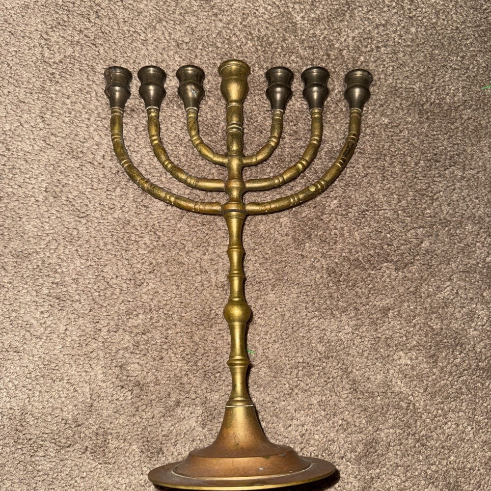 Vintage Brass Menorah 11.5" tall, heavy brass - Picture 10 of 11